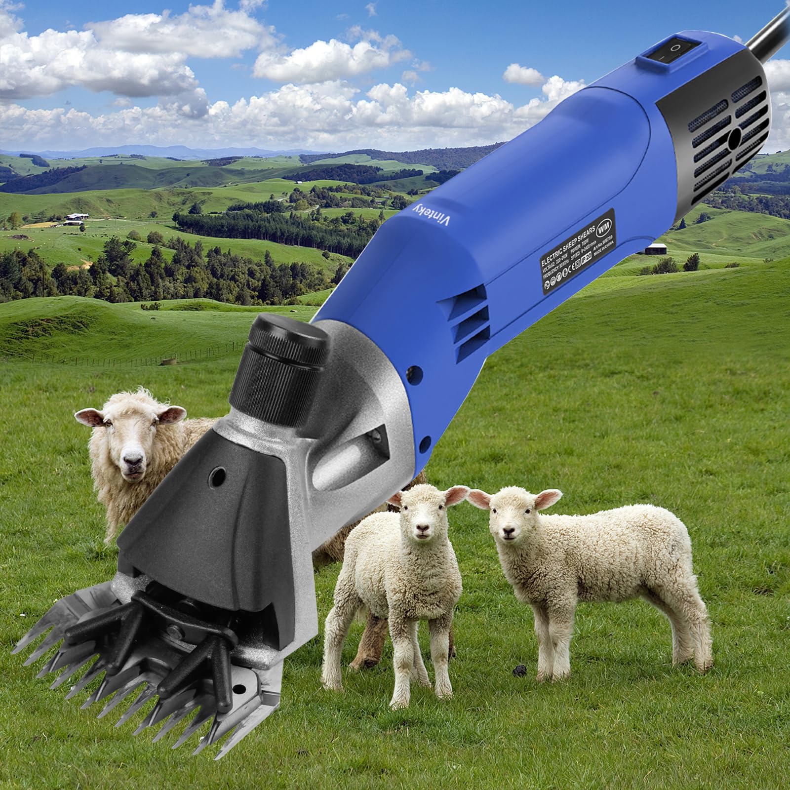 Vinteky Cisaille à Moutons électrique 780W, Tondeuse à Moutons Tondeuse électrique Tondeuse Electrique Professionnelle pour Laine 6 Vitesses Réglables