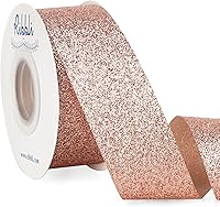 Vista 7 de Ribbli Cinta de Navidad con purpurina dorada, para envolver regalos, borde cortado dorado, para manualidades, decoración de árbol de Navidad