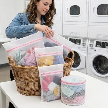 4PCS Mesh Laundry Bag, Reusable Durable Delicates Laundry Bag for Washing Machine, Mesh Laundry Bags for Blouse, Hosiery, Underwear, Bra, Lingerie and Baby Clothes, Laundry Bags Organizer [Energy Class A+]
