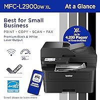 Vista 2 de Brother MFC-L2900DW XL Impresora láser compacta monocromática inalámbrica todo en uno con copia y escaneo dúplex, fax, blanco y negro Incluye