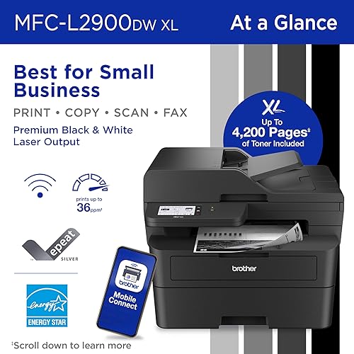 Miniatura 2 de Brother MFC-L2900DW XL Impresora láser compacta monocromática inalámbrica todo en uno con copia y escaneo dúplex, fax, blanco y negro Incluye