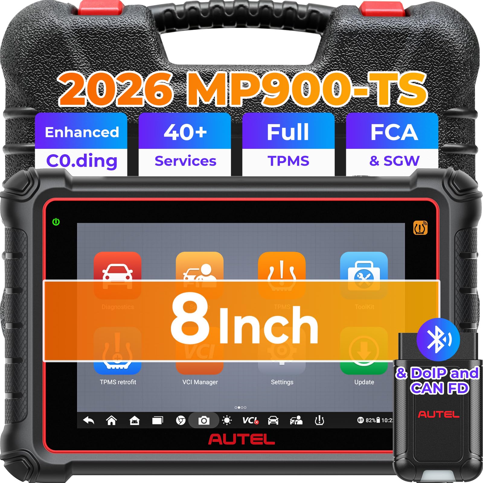 Autel MaxiPRO MP900TS Scanner: 2026 8in MP900-TS up of MaxiSYS MS906 PRO MS906TS MP900BT MK900-TS, Full TPMS as MS906 Pro-TS, Car Bidirectional Scan Tool, 40+ Service, All System, CAN FD&DOIP, OS 11.0