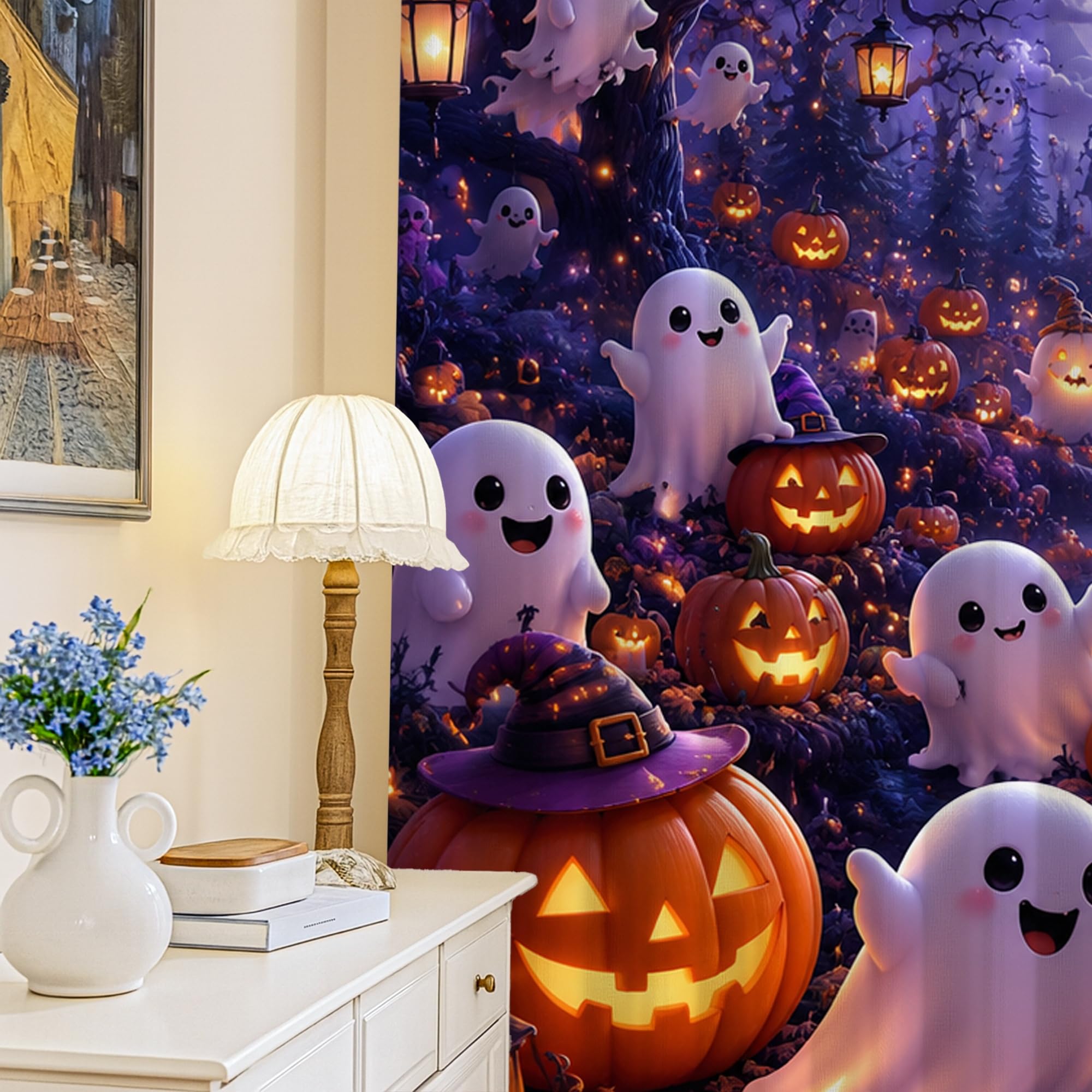 Rideaux occultants Halloween orange pour animer votre salon et cuisine festive