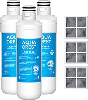 AQUA CREST LT1000PC ADQ747935 LG Refrigerator Water Filter Replacement + LT120F Air Filter, 3-Pack Combo NSF 42/372 Certified