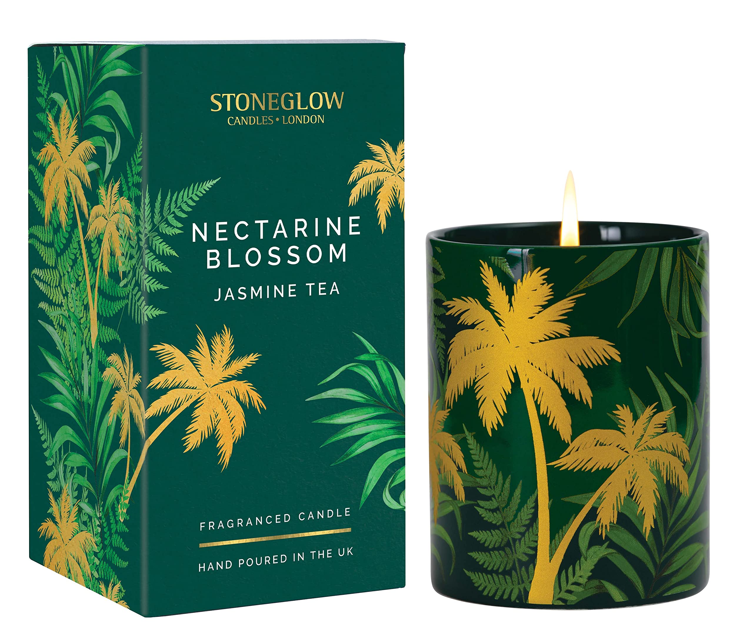Stoneglow Candles London Green,Orange Urban Botanics - Ceramic - Nectarine Blossom | Jasmine Tea - Scented Candle