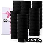 LuSeren 120PCS Black Hair Ties for Thick Hair - Seamless No Damage Elastic Ponytail Holders, Black Hair Band,Bulk Nylon Hair Elastics for Women