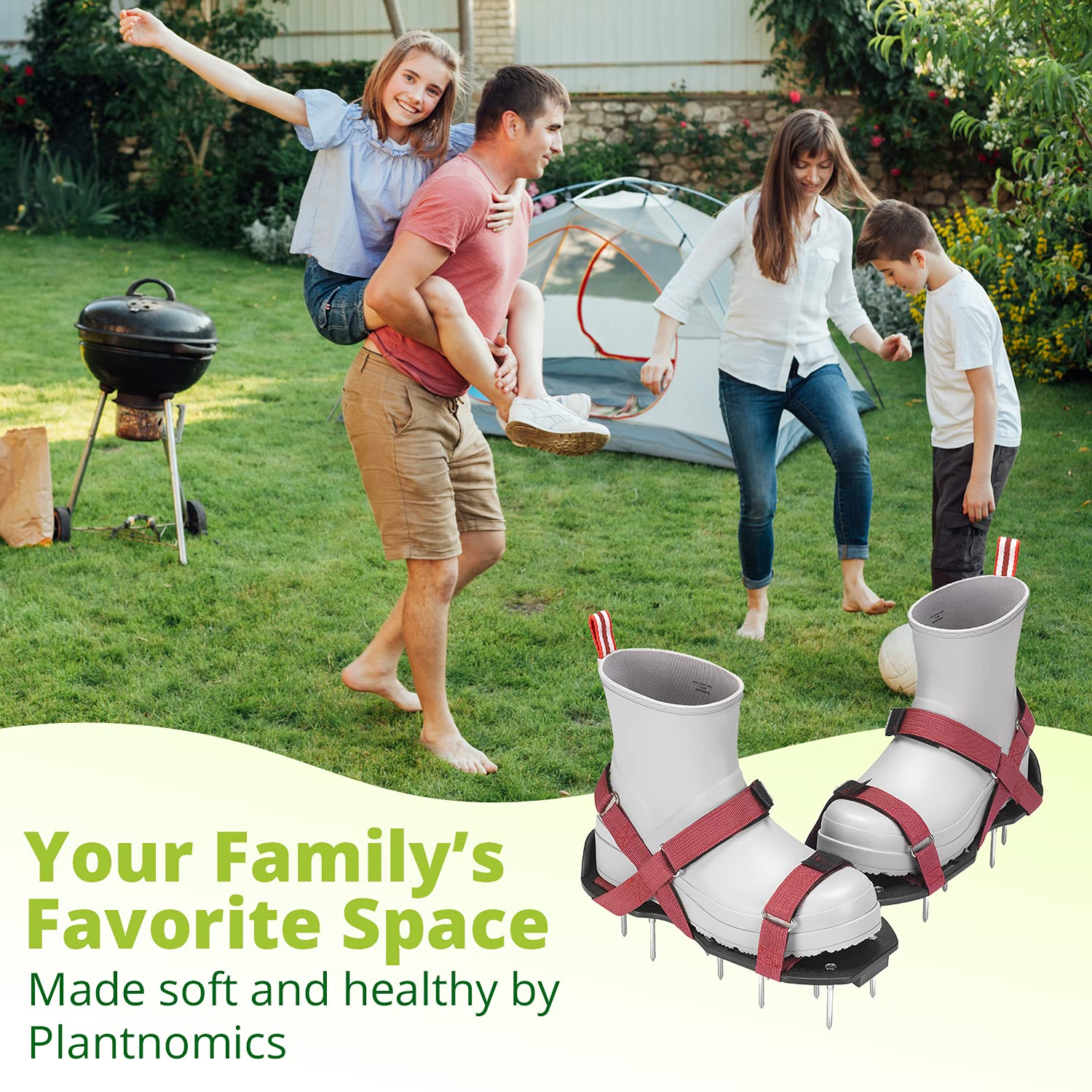 Zapatos aireadores de césped con correas de gancho y bucle, manual, llave premontada, ajustable, elegante, talla única, para todo Herramienta para césped y jardín reduce la paja,
