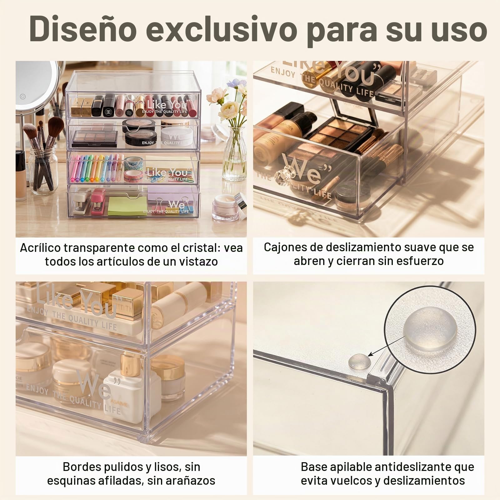2 Juego de Cajones Apilables, Cajones de Almacenamiento Apilables de Maquillaje Transparentes, Organizadores de Baño de Acrílico para Tocador, Organización del Hogar y Almacenamiento | Almacenamiento de maquillaje apilables, almacenamiento tocador para to