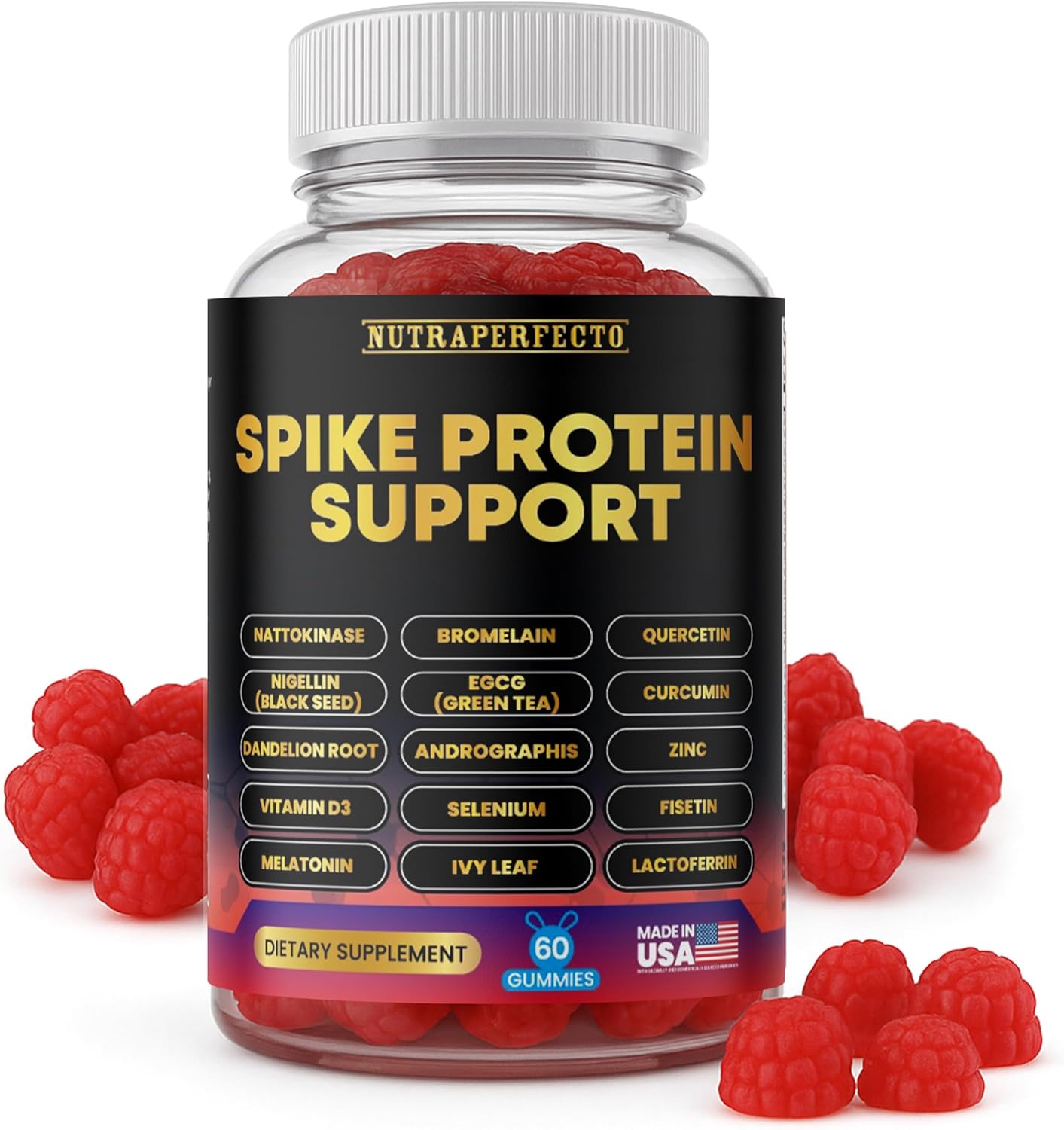 Spike Protein Detox Gummies – Nattokinase Bromelain Quercetin EGCG Curcumin Dandelion Root Andrographis Zinc Vitamin D3 Selenium Fisetin Proteolytic Enzyme for Fibrinolytic Foreign Protein Cleanse Spike Protein Detox Gummies – Nattokinase Bromelain Quercetin EGCG Curcumin Dandelion Root Andrographis Zinc Vitamin D3 Selenium Fisetin Proteolytic Enzyme for Fibrinolytic Foreign Protein Cleanse