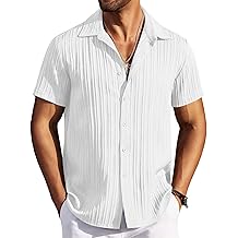 Men's Casual Button Down Shirts Short Sleeve Textured Summer Beach Shirts