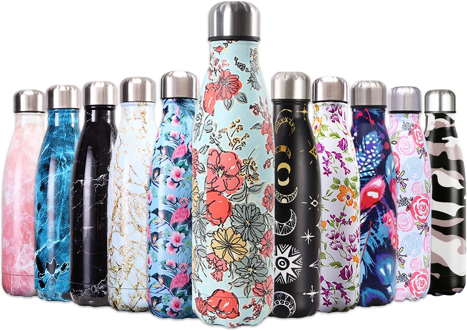 QXuan 500ml BPA Free Double Wall Insulated Stainless Steel Insulated Water Bottles for Sports Office School Travel Outdoor