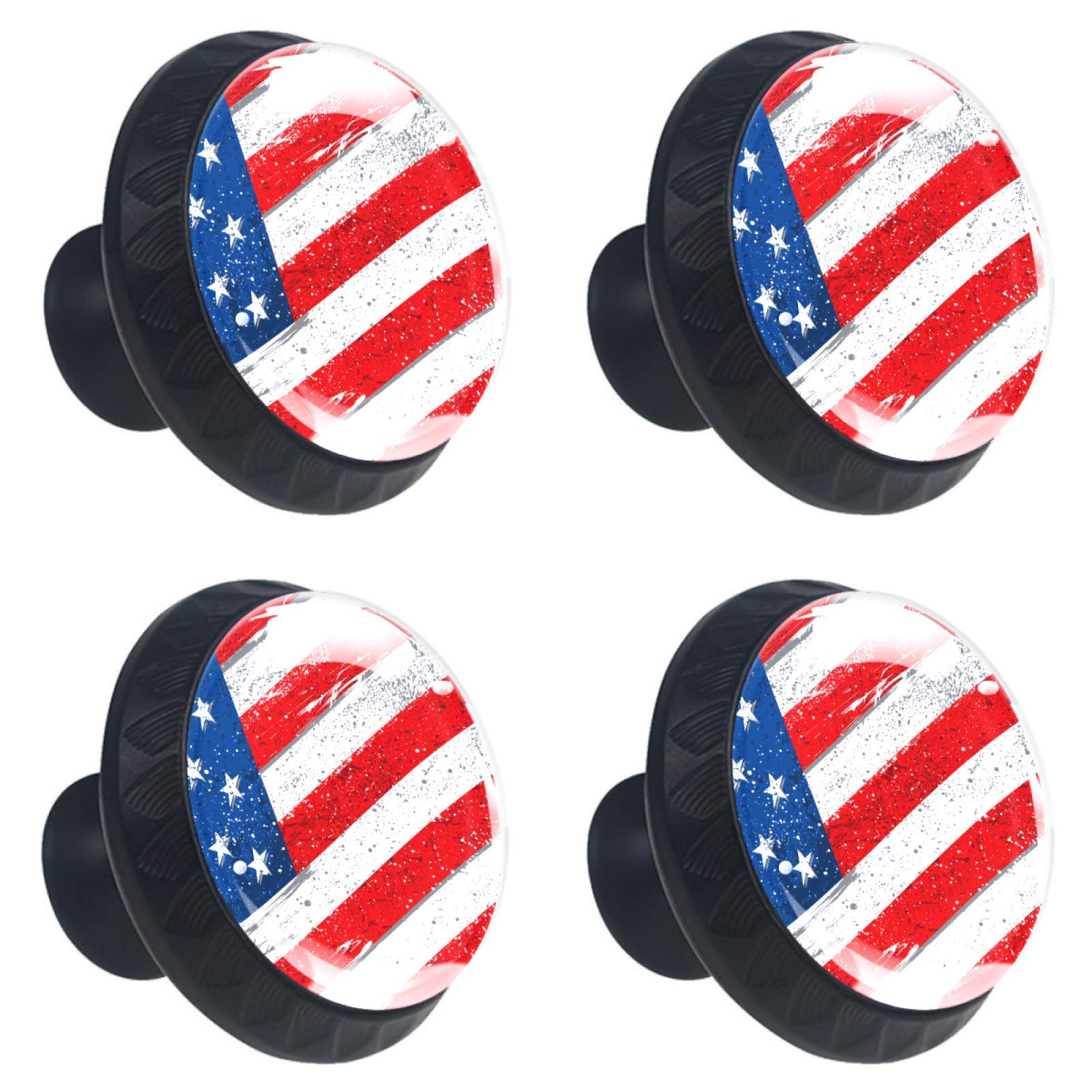 Boutons de tiroir en cristal lot de 4 poignées drapeau américain 30mm