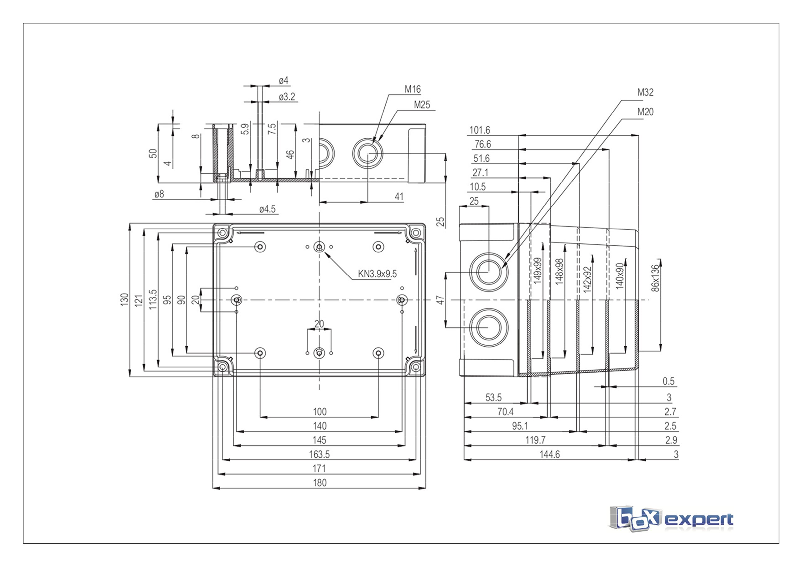 BOXEXPERT Contenitori industriali in policarbonato 180x130x100mm Scatola di distribuzione per armadi di controllo in plastica Michel serie IP67, RAL7035