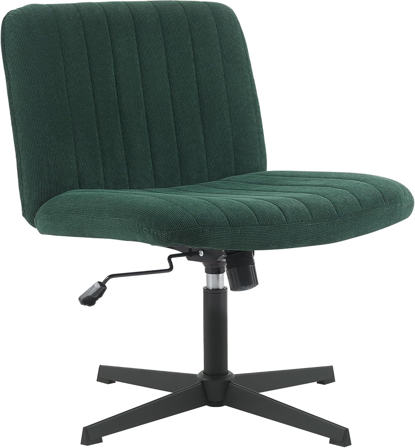 EYYTHUNG Green Criss Cross Chair No Wheels Armless Wide Seat Office Chair Swivel Vanity Velvet Padded Vanity Chair for Girls