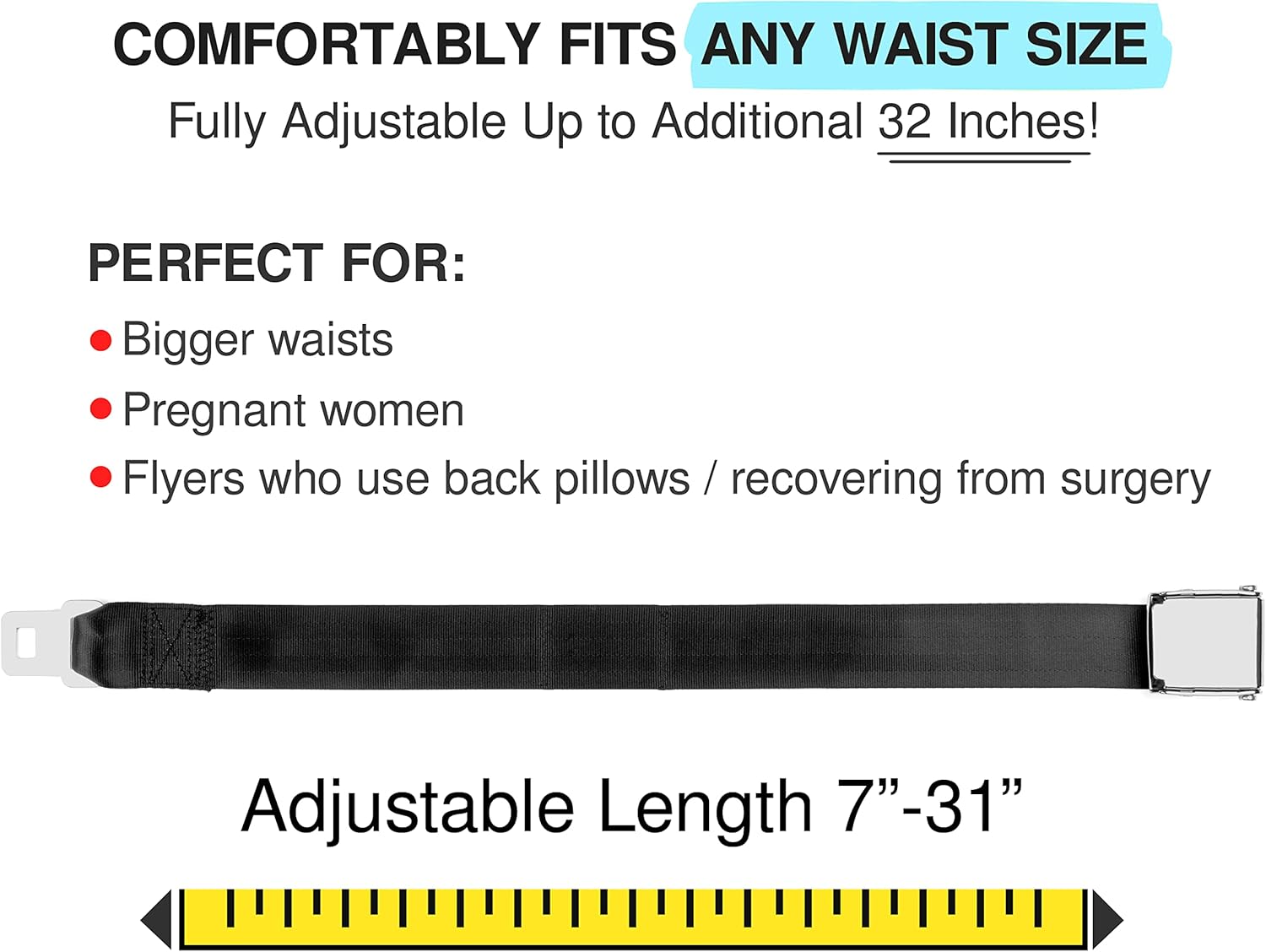Mirone Airplane Seat Belt Extender Seatbelt Extension Adjustable Airplane Seatbelt Extender for Adults Universal, Fits ALL airlines Plane Seatbelt Extender Airplane Southwest american airlines Delta