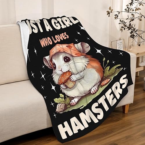 Miniatura 2 de Manta de hámster, regalos para niñas y amantes de los hámsters, Just A Girl Who Loves Hamsters, manta de franela de felpa suave, ligera y cálida,