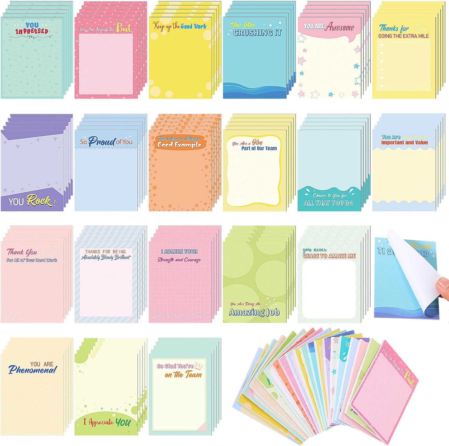 Qilery 100 Pcs Inspirational Sticky Notes Valentines Gift Sticky Note 3 x 4 Inch Employee Appreciation Funny Memo Pads Motivational Notepad Worker Gifts for Women Office