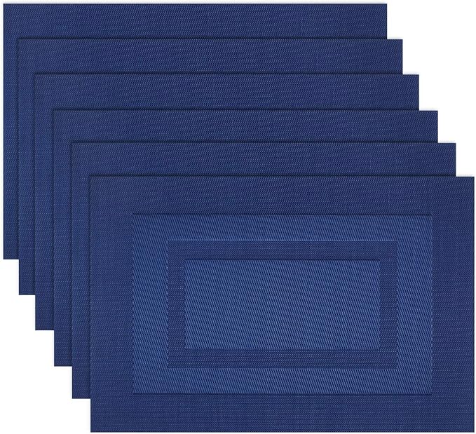 PIGCHCY Washable Vinyl Woven Placemats Set of 6 18x12 inch