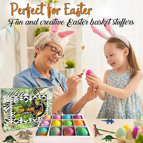 Miniatura 2 de Bombas de baño para niños con sorpresa en el interior, 12 bombas de baño de dinosaurios con juguetes, rociadores de baño de burbujas orgánicas