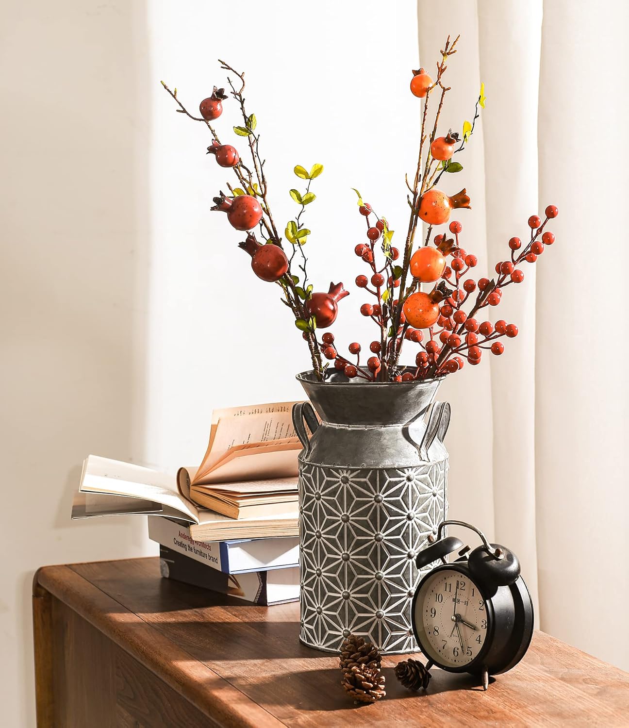 Vintage Galvanized Metal Milk Can, Farmhouse Decorative Flower Vase, Rustic French Country Milk Jug for Home Decor,10.6''H… - Image 2