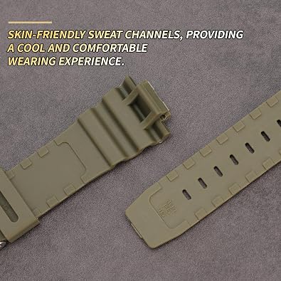 G-Shock Watch Band Replacement for Casio DW-5900 DW-6100 DW-6695 DW-6900 G-6900 GW-M5610 DW-5600E GW-6900 (J1, Army Green/Black Buckle)
