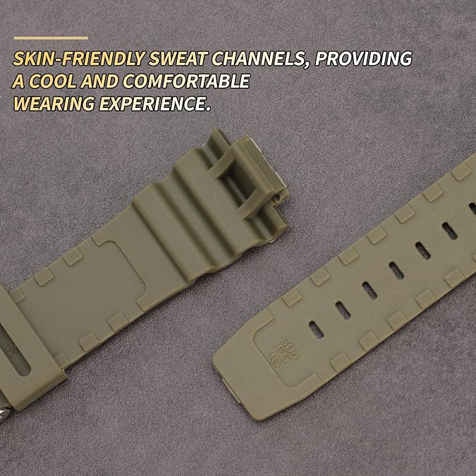 G-Shock Watch Band Replacement for Casio DW-5900 DW-6100 DW-6695 DW-6900 G-6900 GW-M5610 DW-5600E GW-6900 (J1, Army Green/Black Buckle)