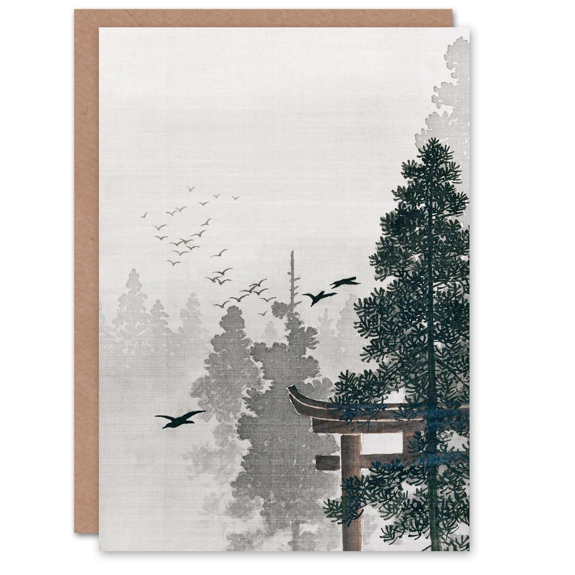 Artery8 Ohara Koson Art Card Flock Of Birds And A Torii Gate