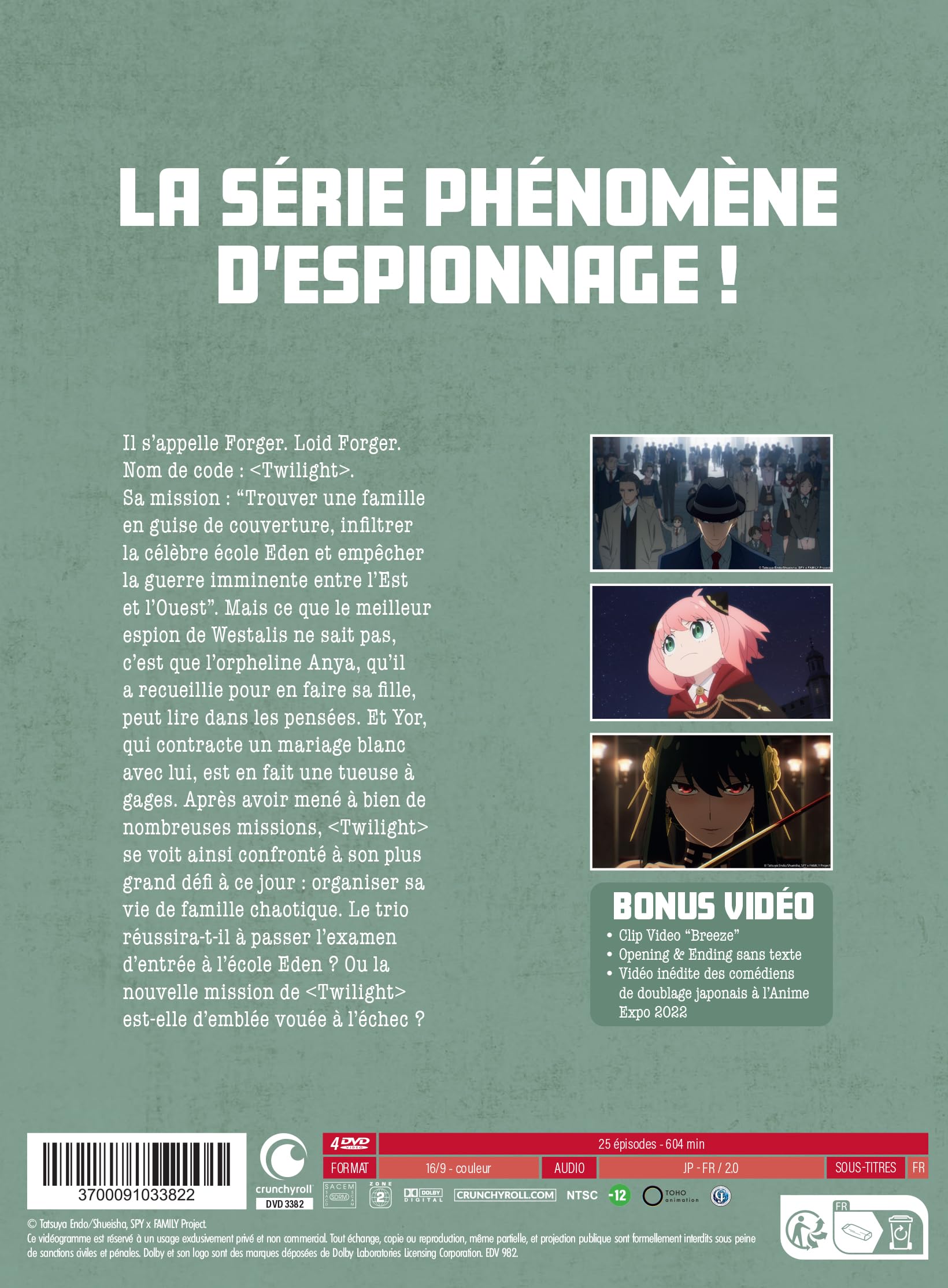 SPY X FAMILY - SAISON 1 - 4 DVD [HD DVD]
