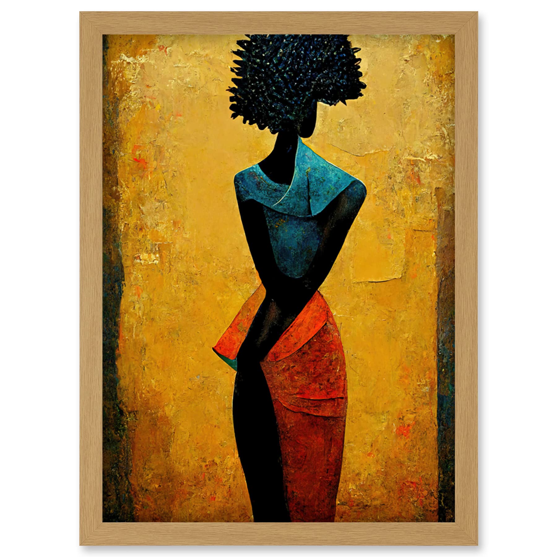 Doppelganger33 LTD Abstract Oil African Woman Artwork Framed Wall Art Print A4