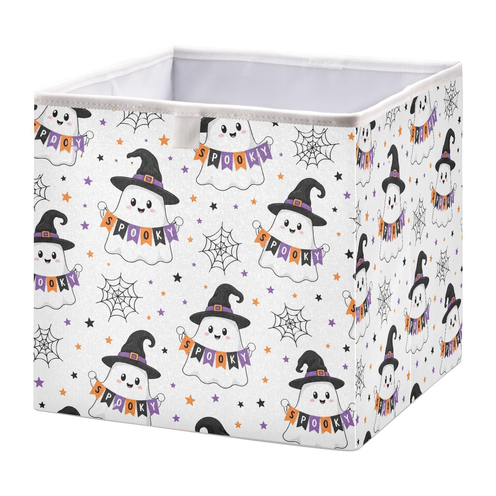 Ewusp Halloween Boo Cube Storage Boxes 28x28 cm Foldable Closet Organiser Bin Holiday Basket Baby Basket for Nursery Bedroom Office