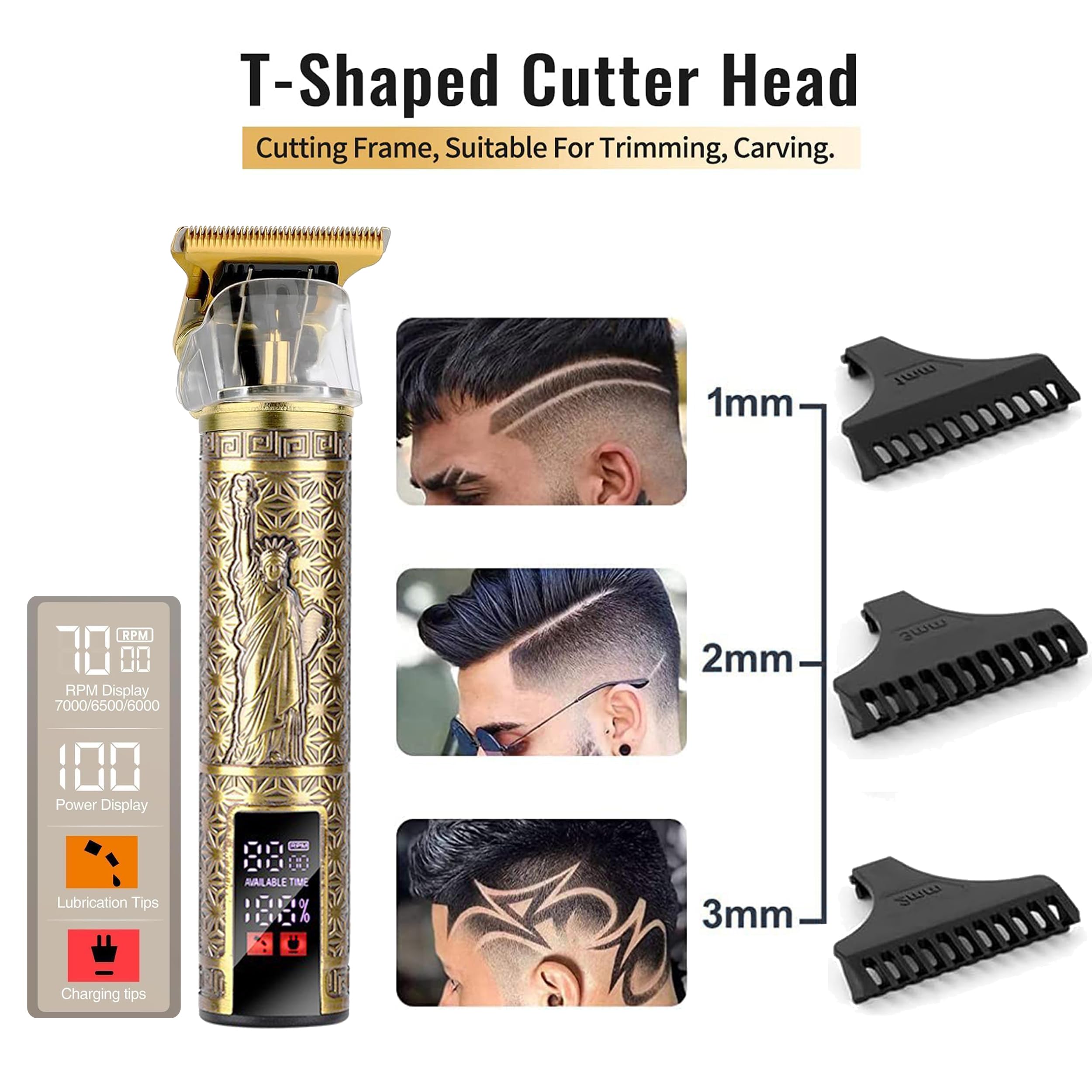 Cordless Hair Clipper & Beard Trimmer for Men with LCD Display Rechargeable USB-C Barber Trimmer Kit 4 Adjustable Guards 150min Runtime Precision Mustache & Hair Trimmer Gift for Dad - Image 2