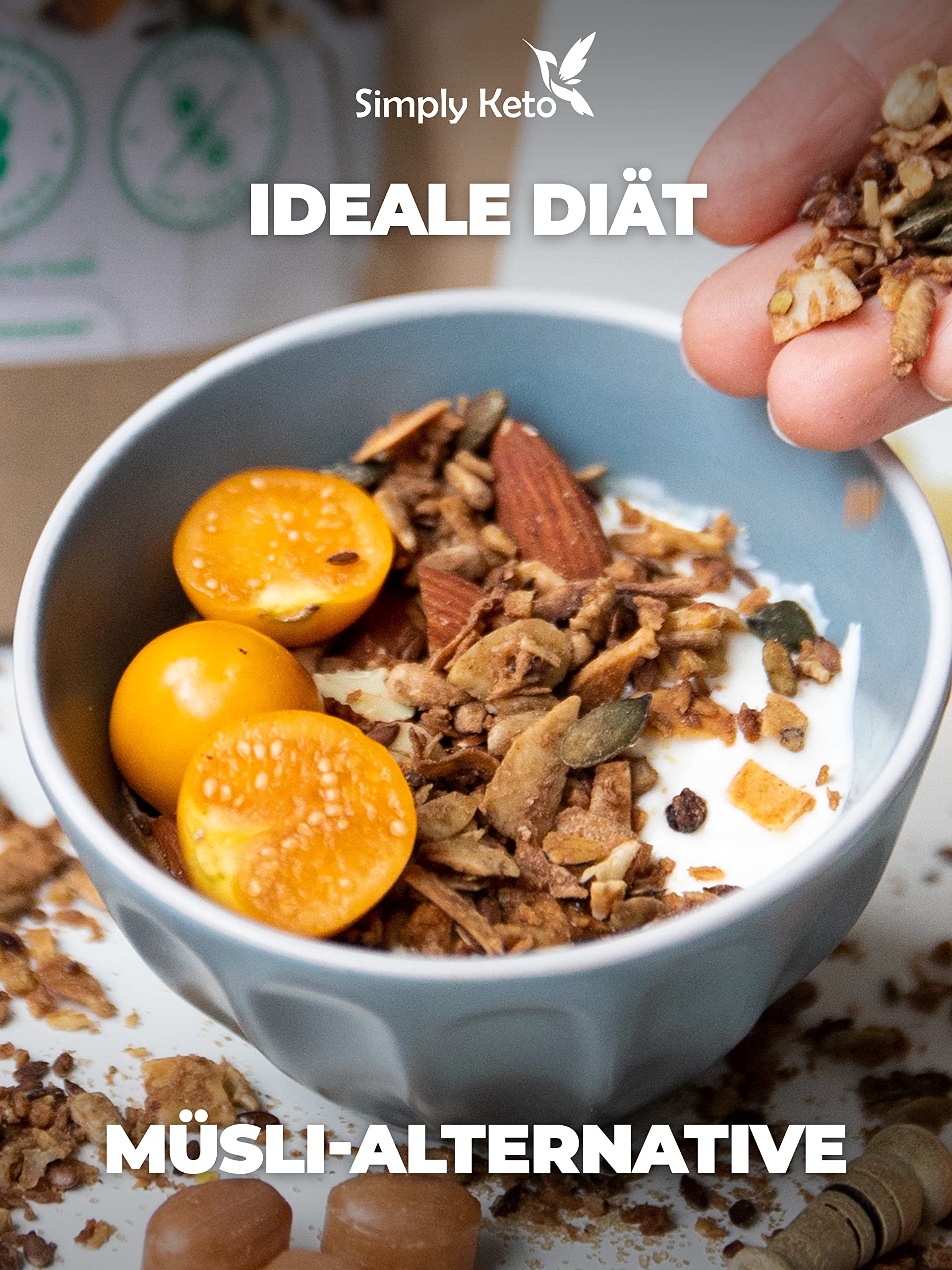 Simply Keto Muesli Crujiente caramelo salado - Muesli bajo en carbohidratos sin azúcar - 500g Delicioso Muesli Keto para un desayuno perfecto - Paleo y Vegano - Sin soja, lactosa y gluten - 500g