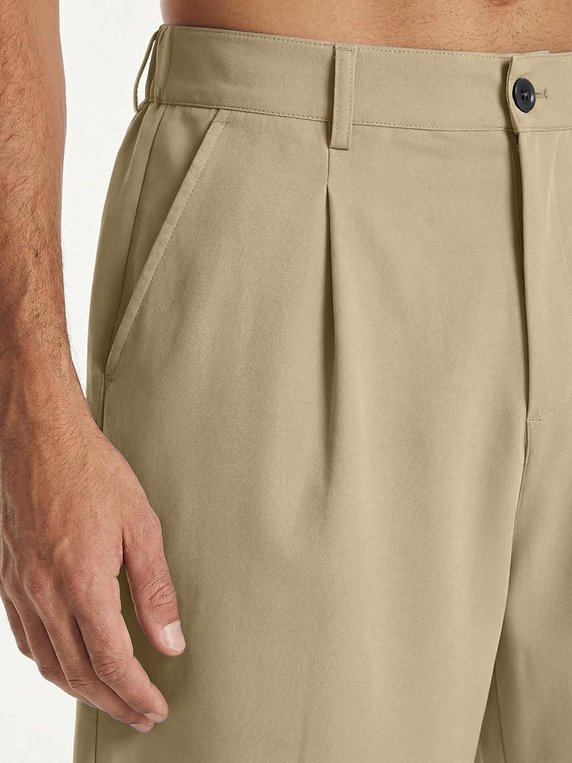 JMIERR Mens Pleated Shorts Flat Front Wide Leg Loose Fit Baggy Dress Elastic Waist Business Shorts image 5