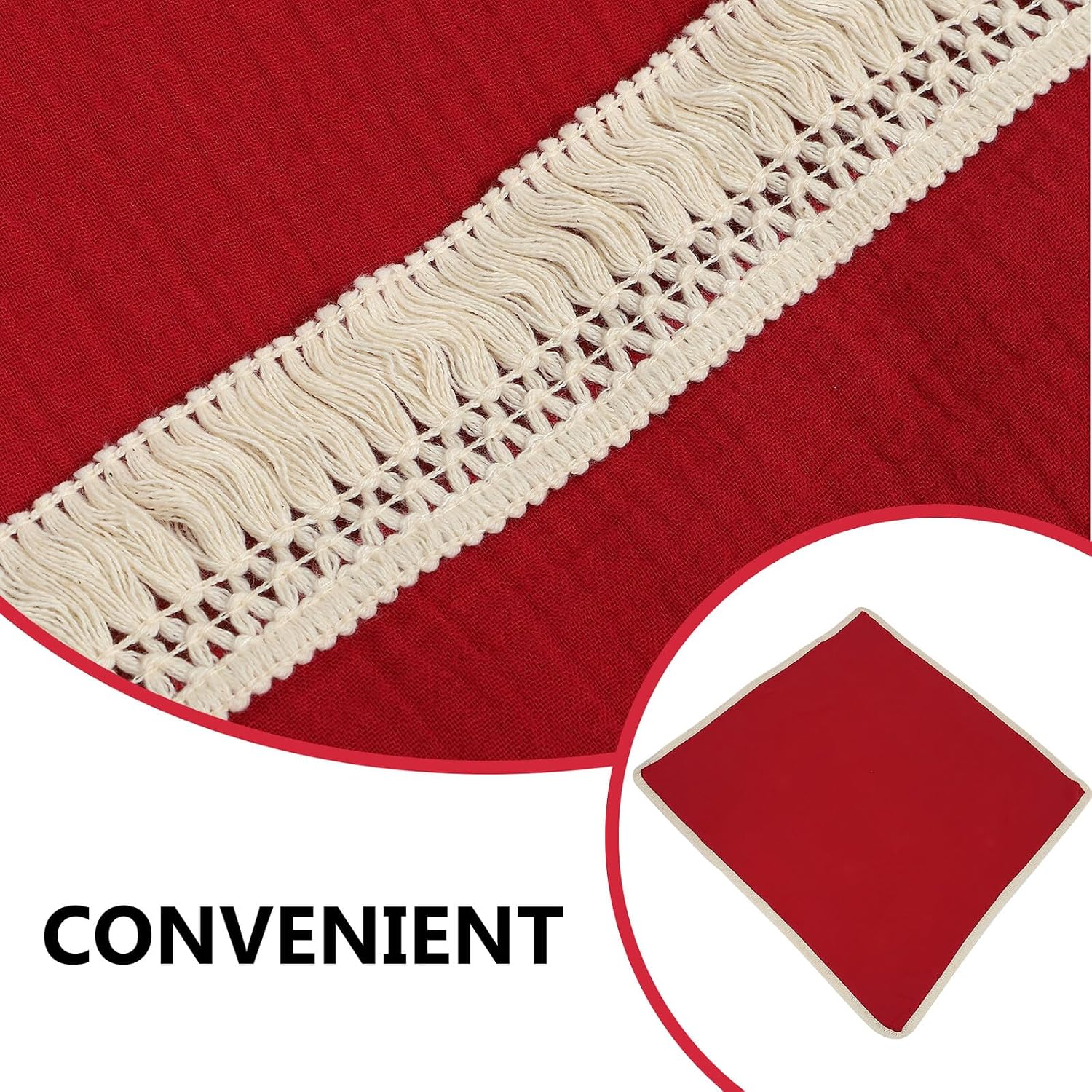 Receiving Blanket for Infants, Deep Red Cotton Nursery Gauze Blanket with Tassel Edge, Breathable Air-Conditioning Bedding for Newborns