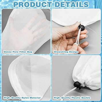 4Pcs Pool Vacuum Replacement Mesh Bag, Pool Leaf Vacuum Net Bag Fine Mesh with Locking Cord, Pool Vacuum Filter Bag, Pool Cleaner Bag Suitable for Pools Aquariums Ponds Collecting Leaves and Debris