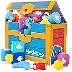 Blockaroo Magnetic Foam Bath Building Blocks - 50-Piece Trunk Set, Preschool Toys, Bathtub Toys, Sensory Toys, Engineering Toys for Kids 3-5