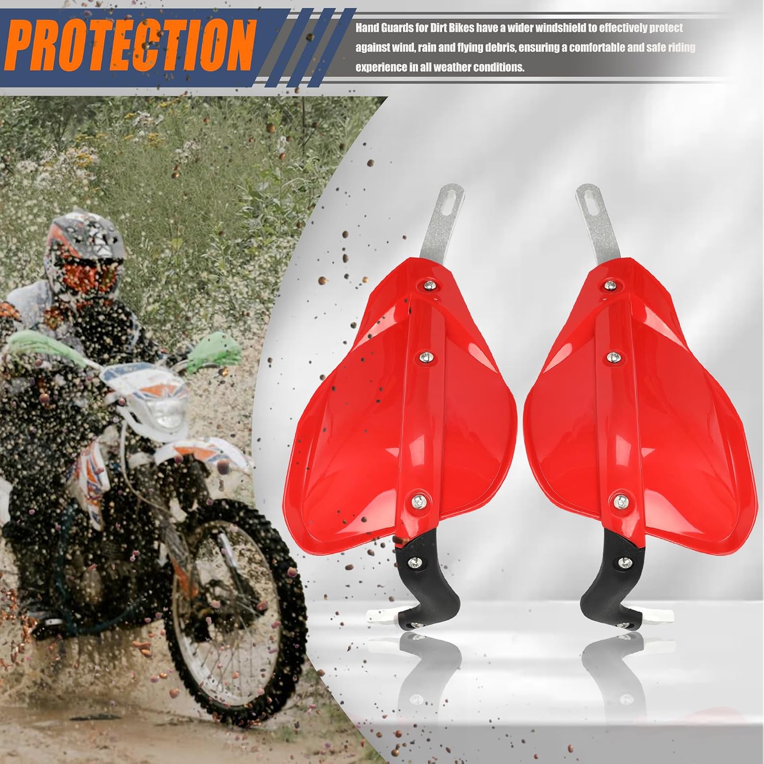 Dirt Bike Handguards,Hand Protector Compatible with 7/8'' and 1 1/8'' Handlebar ATV Motocross Enduro Supermoto Racing-Red