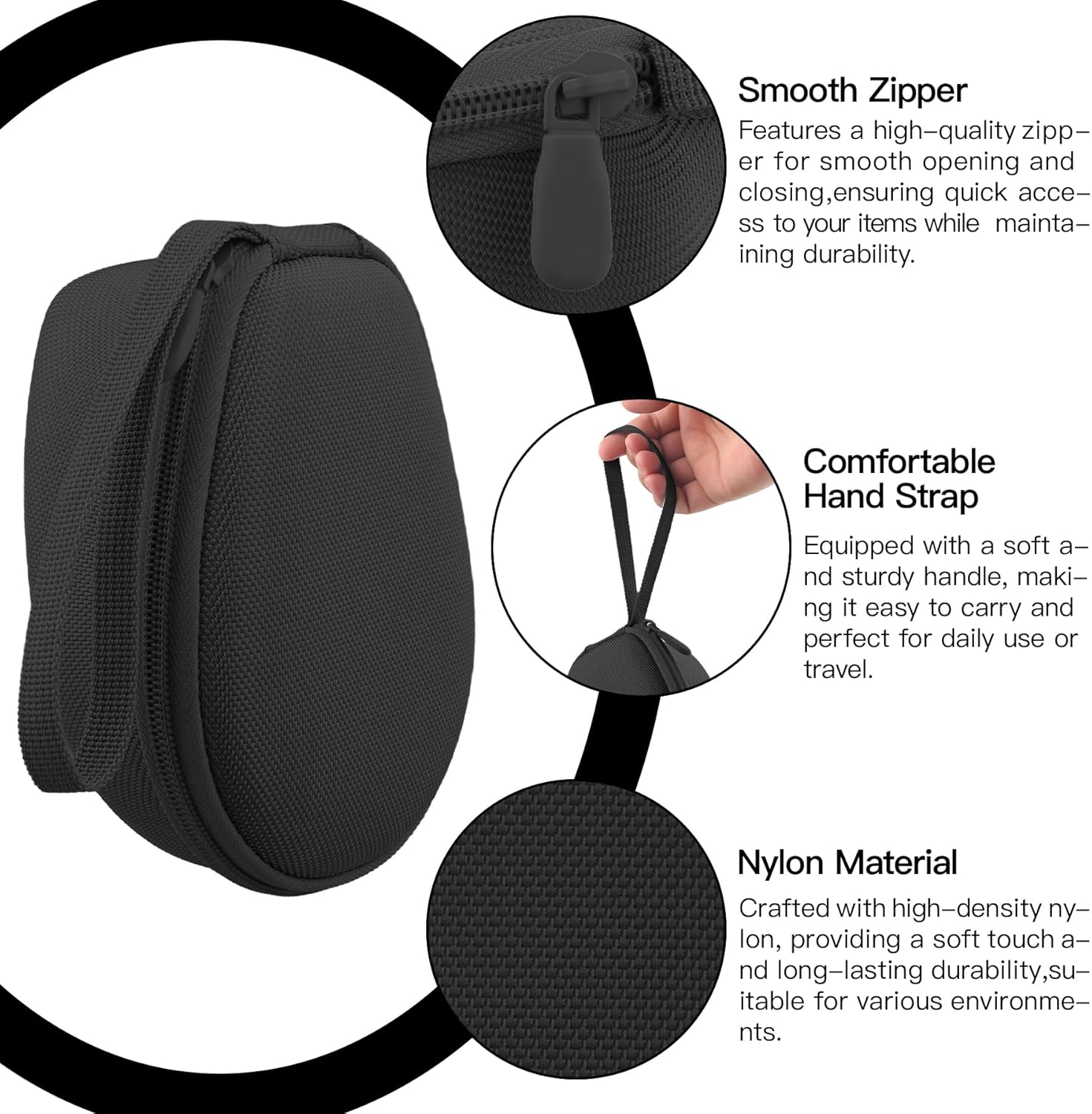 co2CREA Hard Case for SHOKZ New OpenRun Pro 2/1/Mini, OpenRun Standard/Mini, OpenMove, OpenSwim Pro, OpenSwim, Compatible with All SHOKZ Open-Ear Bone Conduction Sport Headphones, Black Case - Image 3