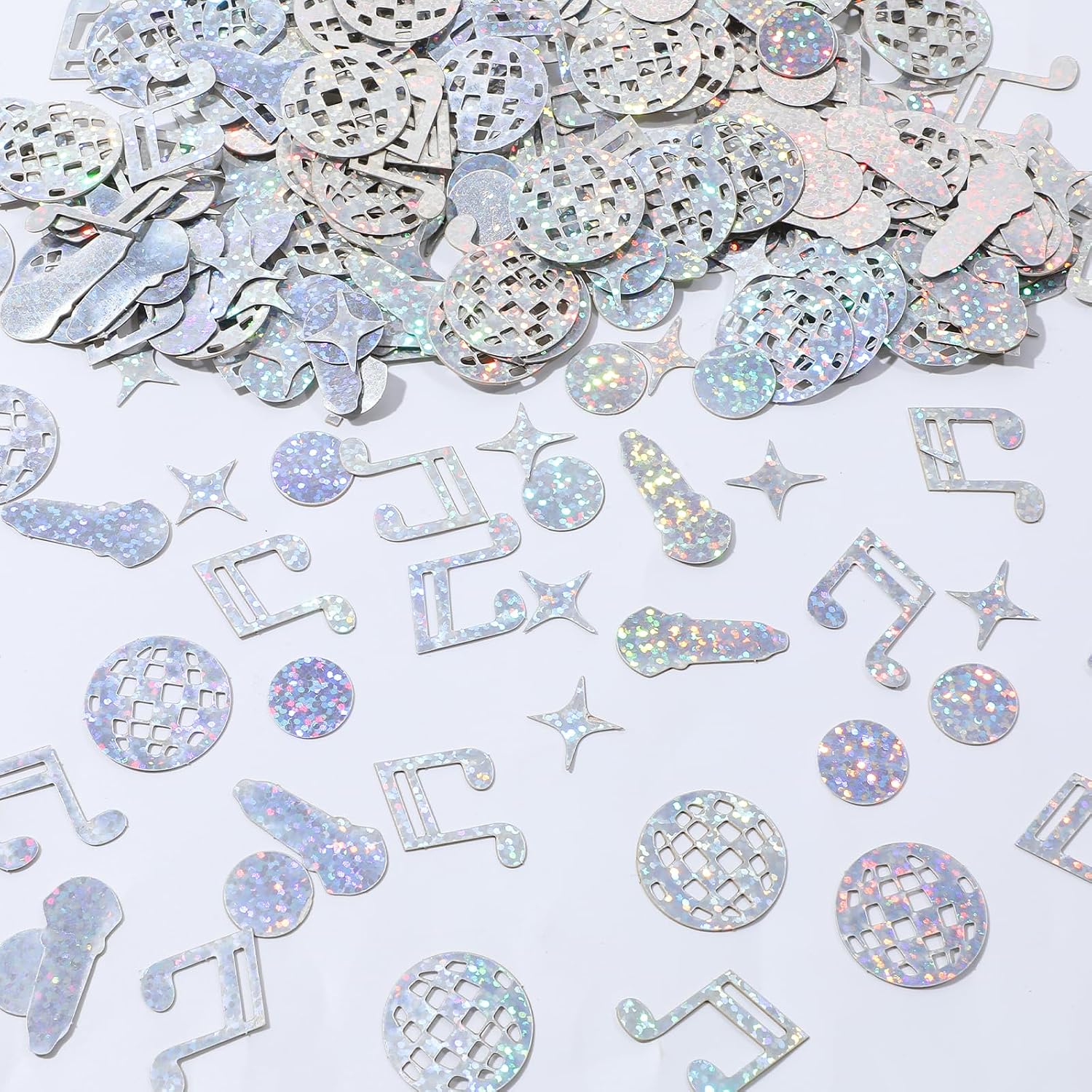 300 Pcs Disco Confetti, Disco Ball Party Decorations with Disco Ball Pinata Music Note Star Shapes for Music Party