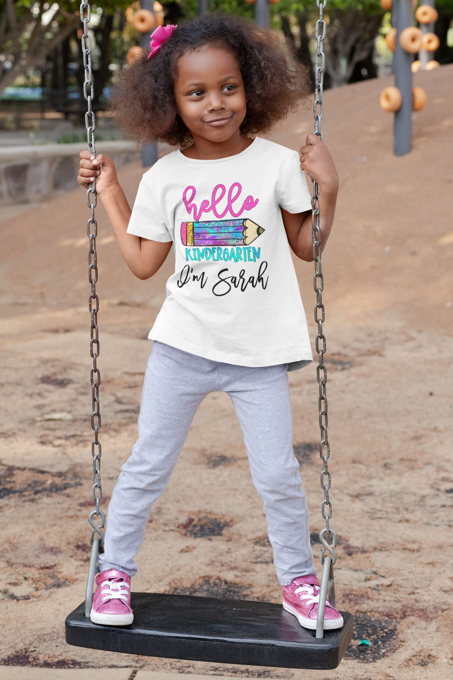 POSH SOIREE - Hello Kindergarten Personalized T Shirts for Kids - Custom Cotton T Shirt for Kindergarten Announcement - Back to School Outfit Gifts for Kindergarten Girls (Youth Girls Small)