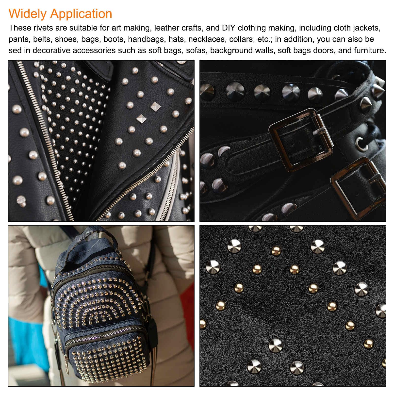 HARFINGTON Juego de 10 puntas de garra de gato de 17 x 12 mm, remaches de cuerno para manualidades de cuero con tachuelas de metal para hacer accesorios de ropa, estilo punk personalizado, color azul
