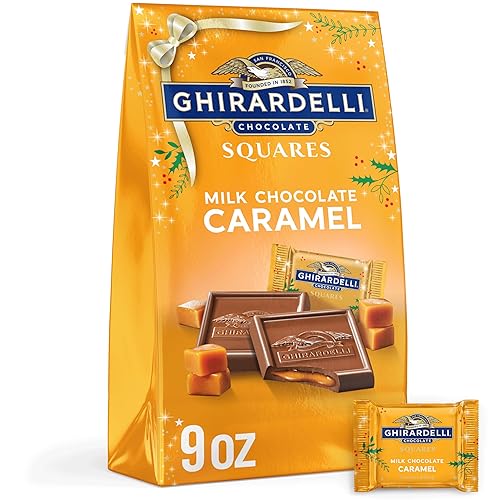 Ghirardelli Cuadrados de caramelo de chocolate con leche, bolsa de edición limitada navideña, 9 onzas