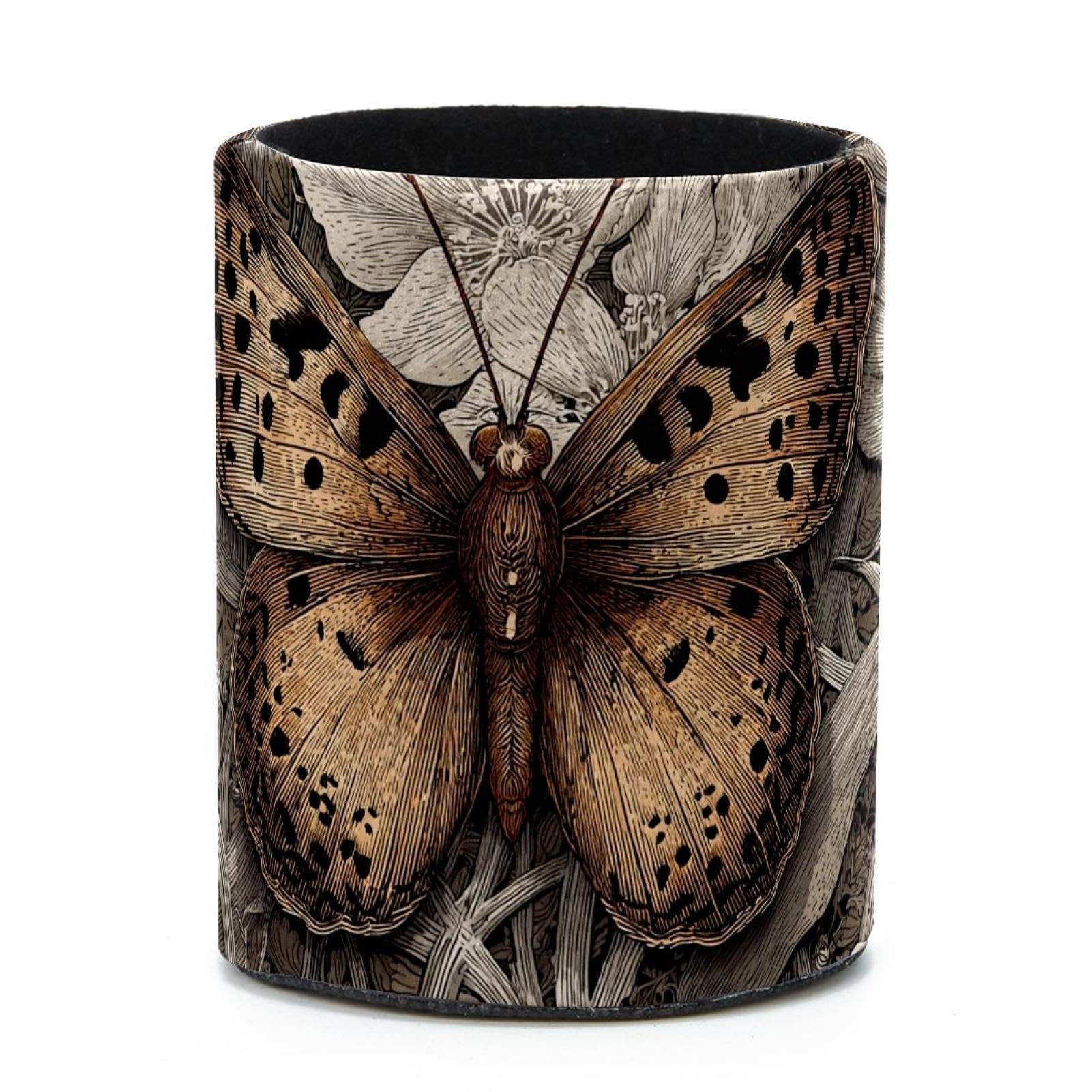 VAPOKF Round Pencil Holders for Desk, Moth Pen Holders Pen Pot Makeup Brushes Storage Desktop Stationery Supplies Organiser for Home Office