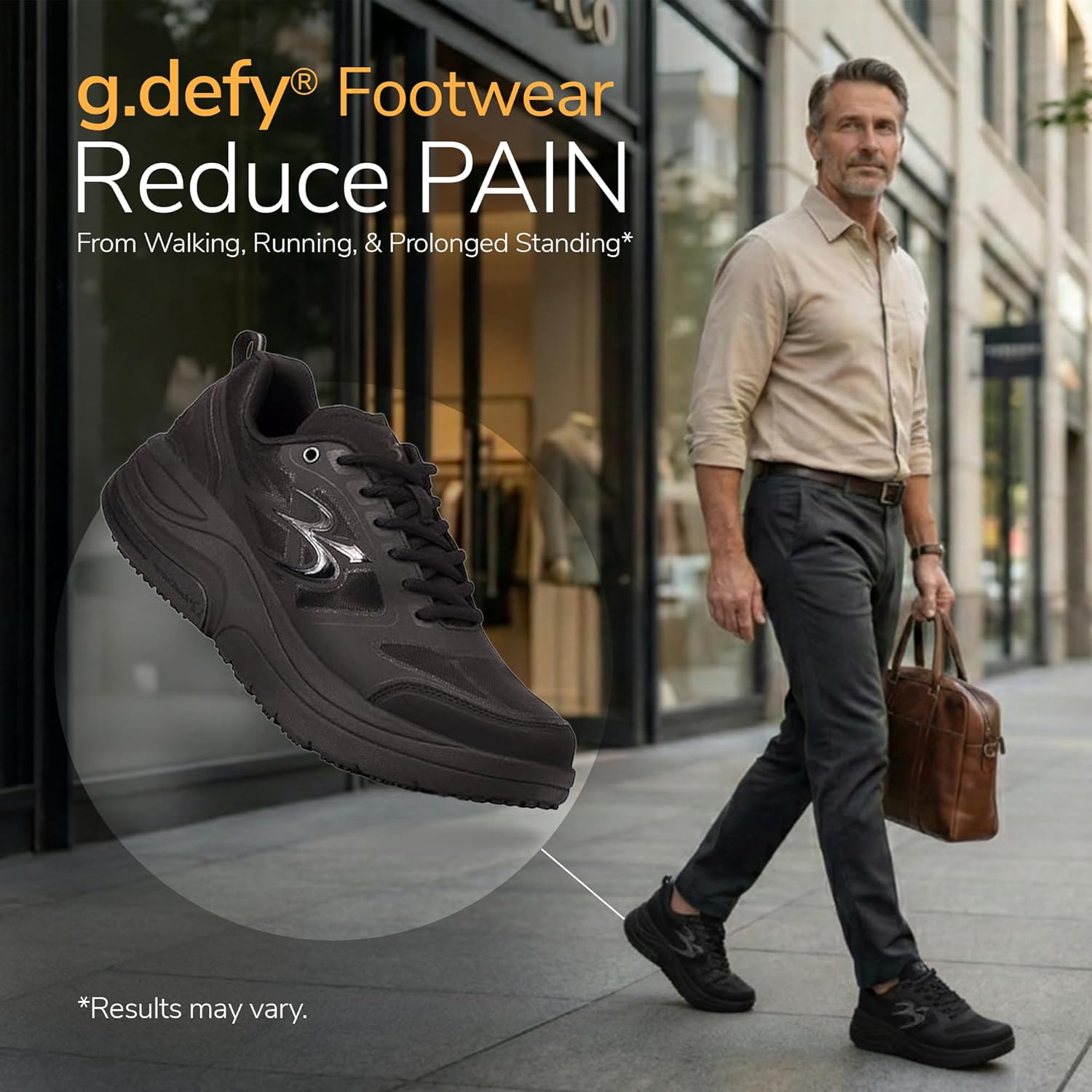 G-DEFY ION Men’s Orthopedic Walking Shoe | VersoShock Technology for Pain Associated with Prolonged Standing or Walking | Arch Support | Diabetic Shoes | Wide Shoes | Free Custom Orthotic - Image 4