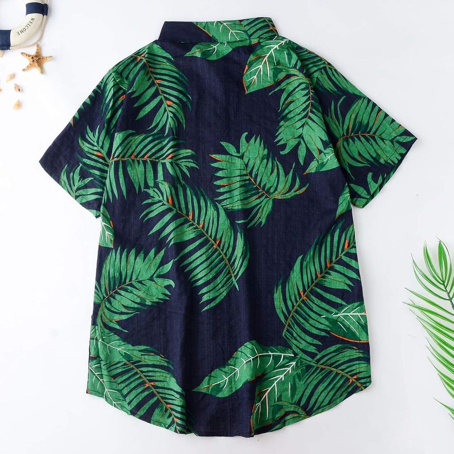 Lu's Chic Men's Hawaiian Shirt Button Up Hawaii Rose Aloha Tropical Short Sleeve Flower Print