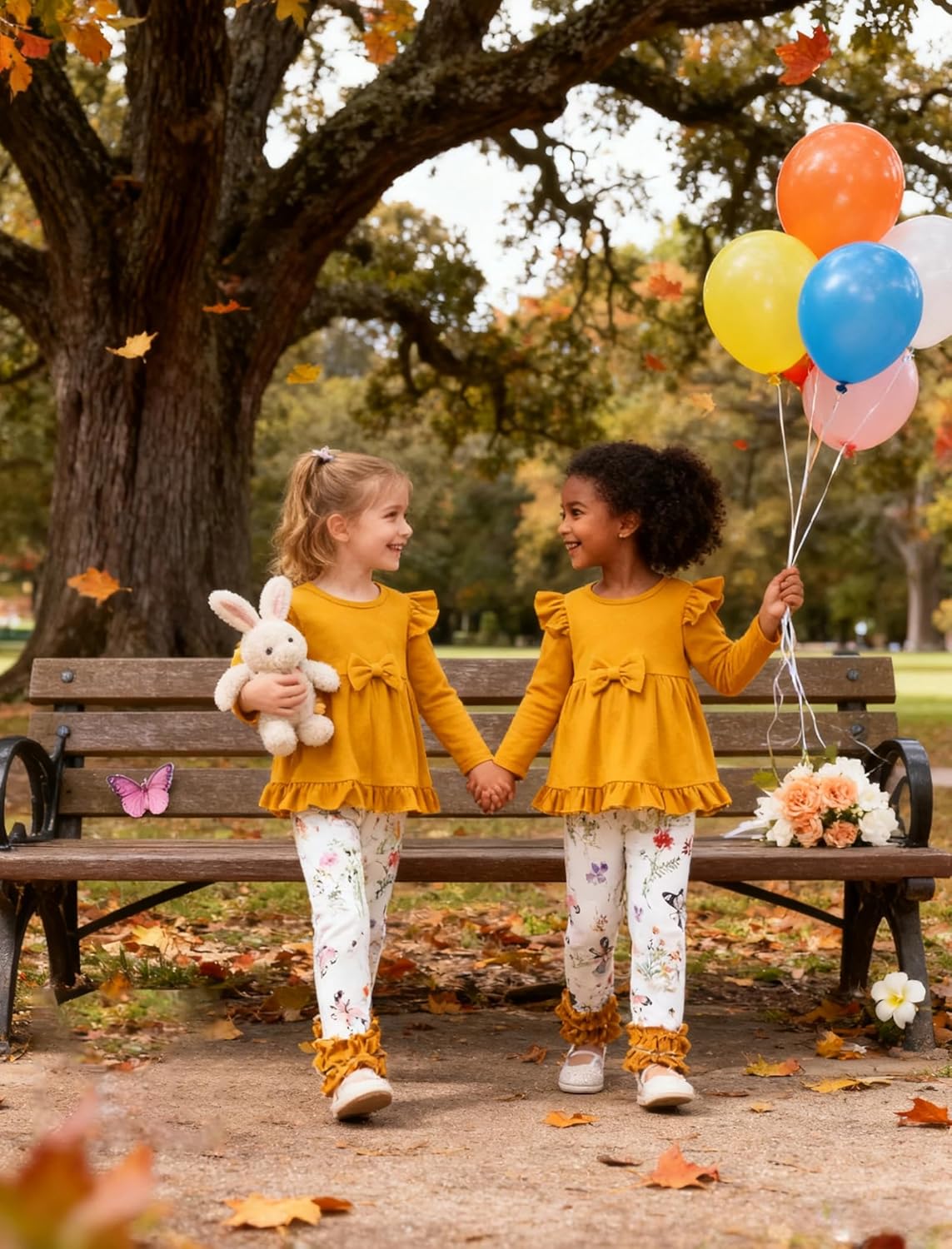 Baby Girl Clothes Toddler Girl Outfits Ruffle Long Sleeve Top and Floral Pants Set Fall Winter Clothes - Image 3