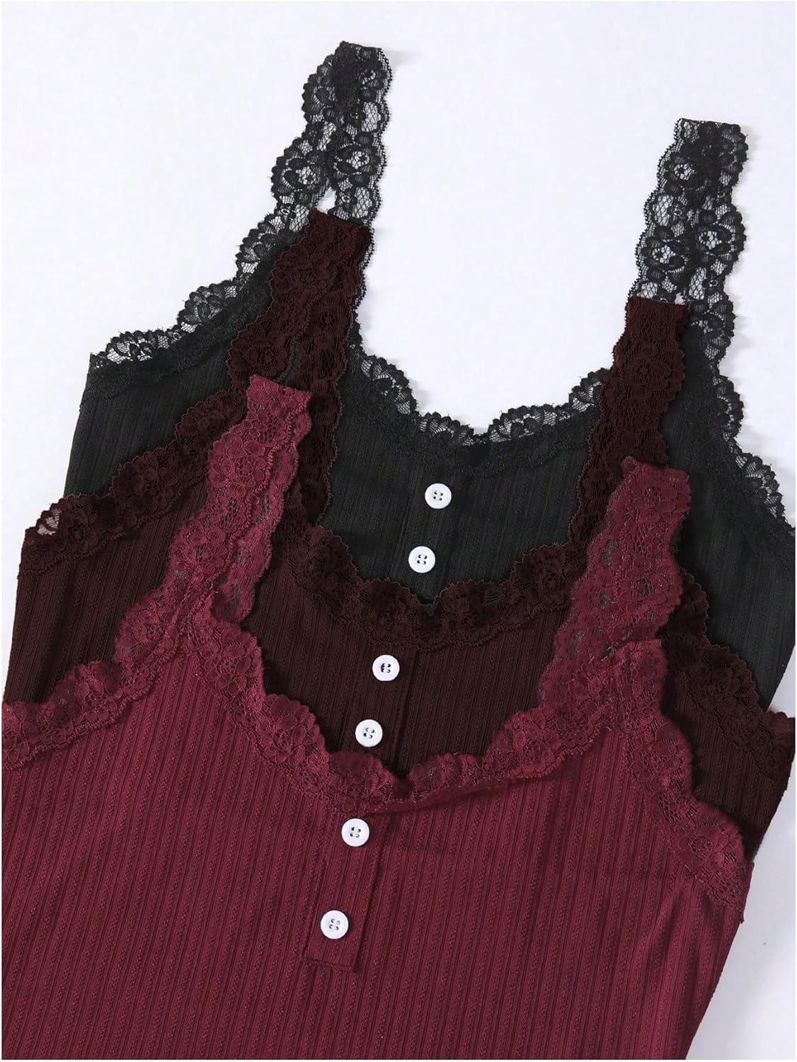 GORGLITTER Women's 6 Pieces Pajamas Set Ribbed Knit Sleeveless Crop Cami Top and Shorts Sleepwear - Image 2