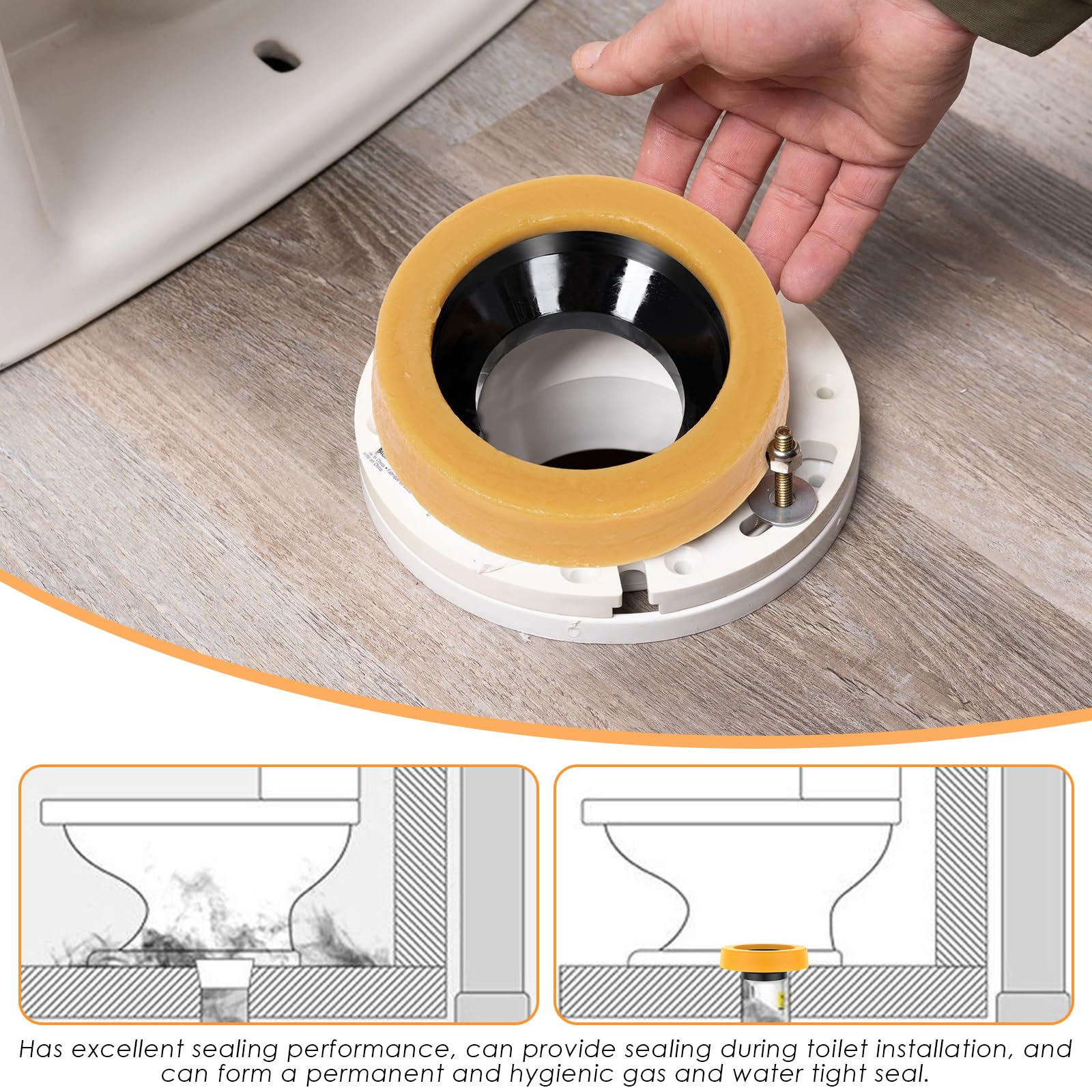 16 guarnizioni in plastica e cera, 2,54 cm di spessore, per tubi di scarico da 76-102 mm, per WC contro perdite e odori