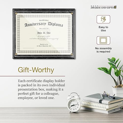 Miniatura 5 de SHOP AWARDS AND GIFTS Soporte para marco de certificado de 8.5 x 11 pulgadas, pantalla de placa de pared deslizante, tablero de 10.5 x 13 pulgadas,