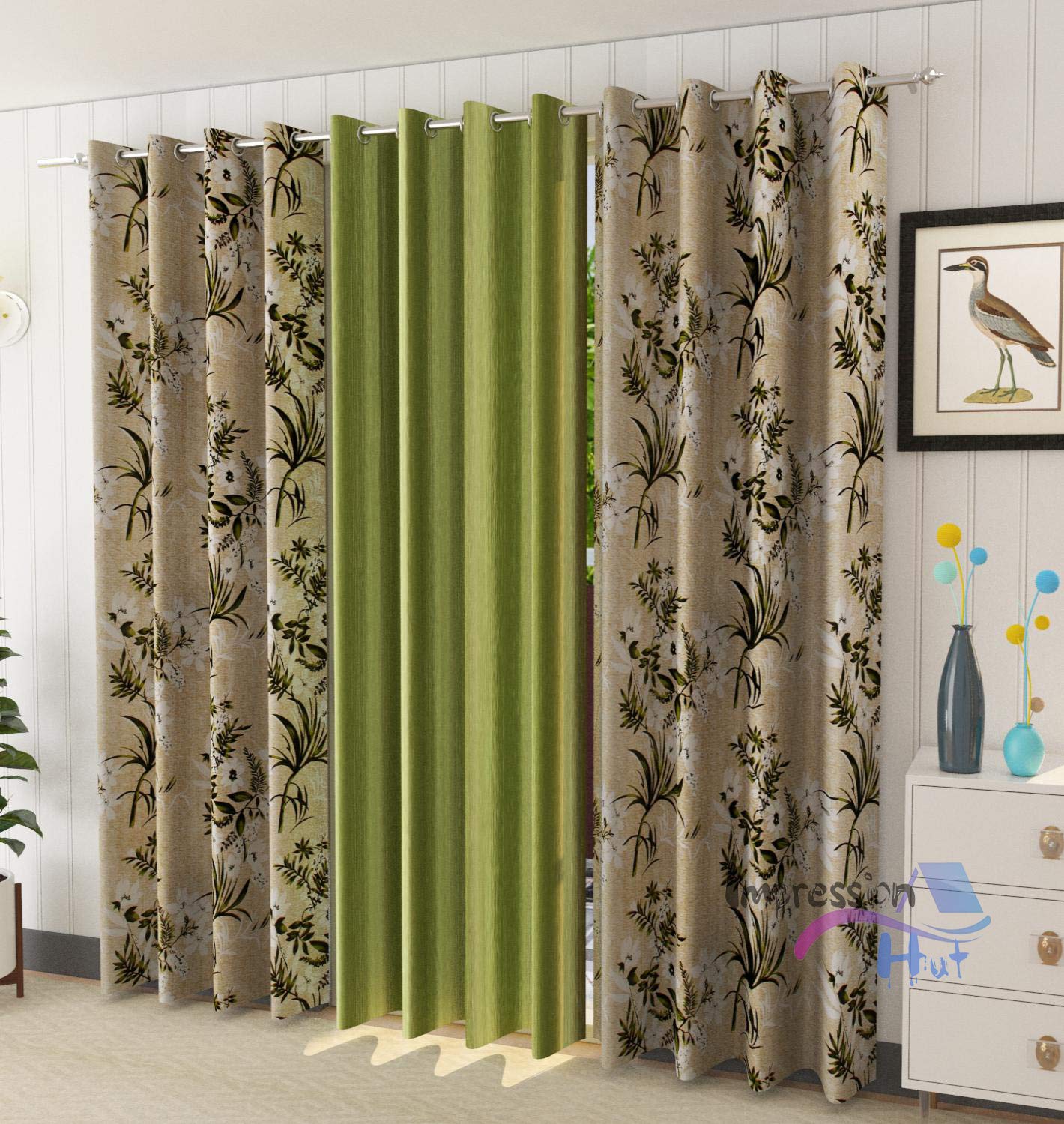 Impression Hut Fine Polyester Earth Joint Floral Pattern Digital Printed Curtain| Home and Office | Living Room and Kitchen Hall (5 ft Window, Earth G+P Green) (B08KSJ6W1N) Amazon Price History, Amazon Price Tracker